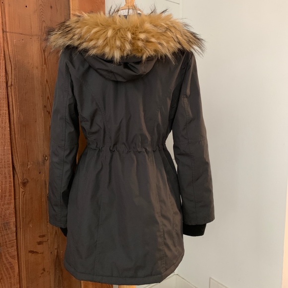 Jessica Simpson Faux Fur Hooded Parka Charcoal - Picture 4 of 5